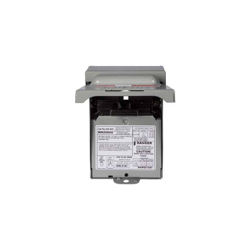 Interruptor de seguridad 2x60Amp. Nema 3R, Sin Portafusible