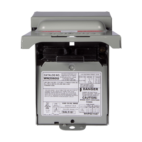 Interruptor de seguridad 2x60Amp. Nema 3R, Sin Portafusible