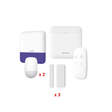 (AX PRO) KIT de Alarma AX PRO / Incluye: 1 Hub con batería de respaldo / 2 Sensores PIR / 3 Contactos Magnéticos mini / 1 Cont