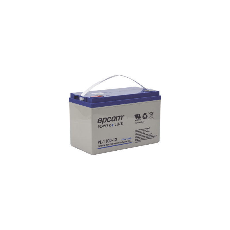 Batería 12 Vcc / 110 Ah / Ciclo Profundo / AGM-VRLA / Uso en Aplicación Fotovoltaica /Terminales Tipo Tornillo HEX M6