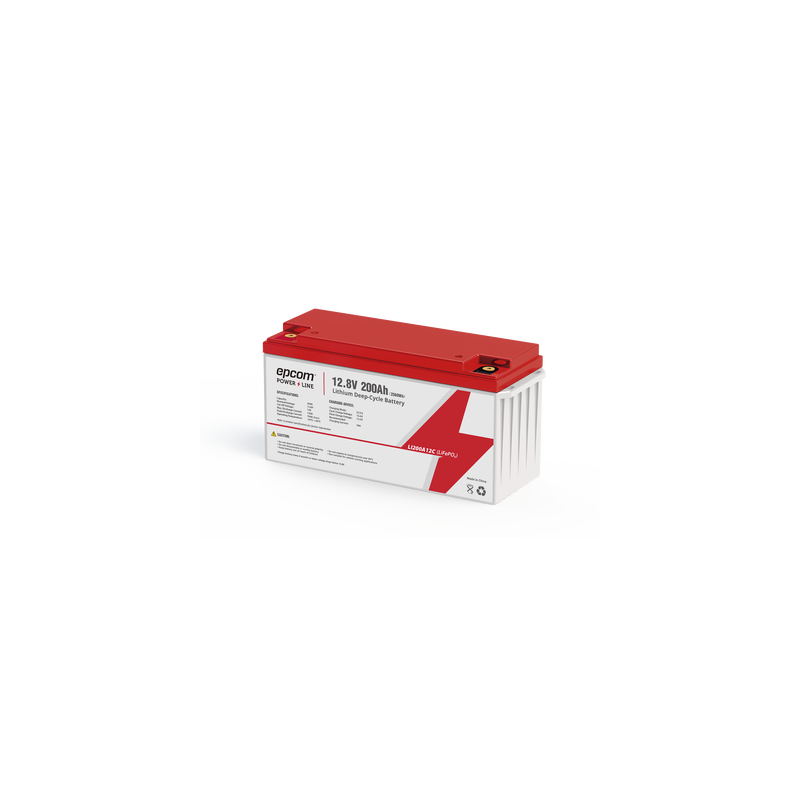 Batería de Litio Ciclo Profundo, 12.8 Vcc 200Ah (LiFePO4 de Celdas Cilíndricas) , Solar, Marina, Máximo 200 A de Descarga