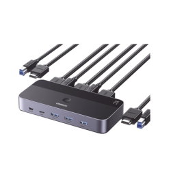 Conmutador KVM HDMI 4K | HDMI 2.0 | 2 Entradas 1 Salida | 4 Puertos USB 3.0 (3 USB-A *1 USB-C) | Soporta 4K@60Hz | HDR | Indicad
