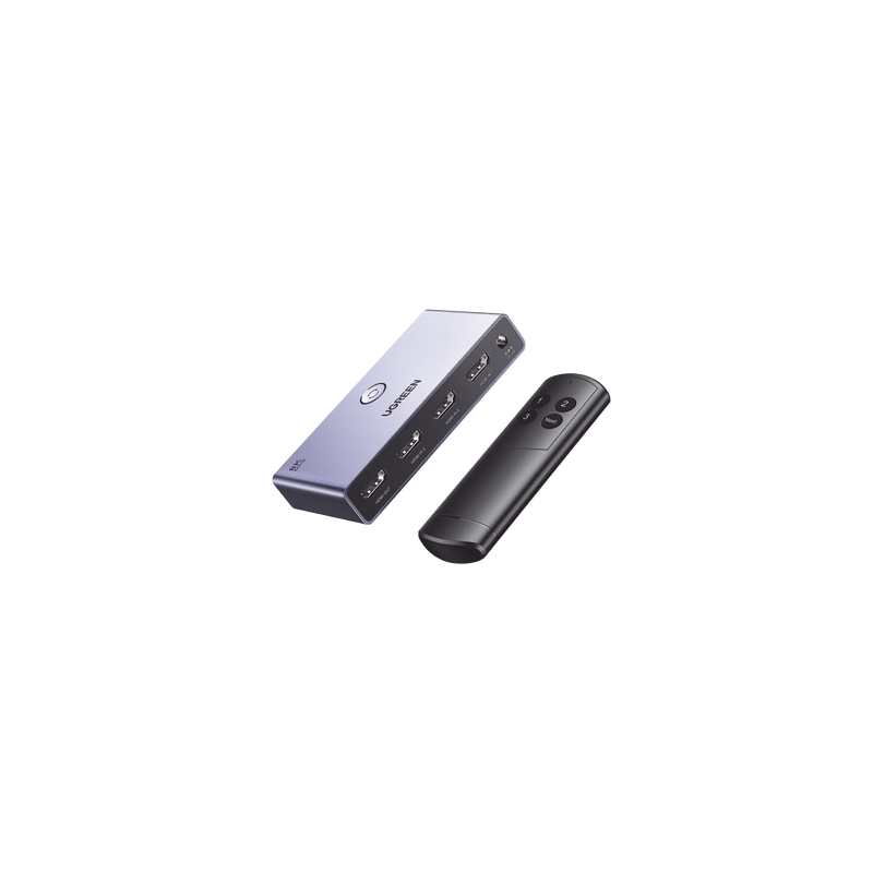 Switch (Splitter) 8K HDMI 2.1 / 3 Entradas 1 Salida / Incluye Control Remoto / Soporta 8K@60Hz 4K@120Hz 4K@60Hz 3D / HDR / HDCP 