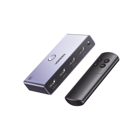 Switch (Splitter) 8K HDMI 2.1 / 3 Entradas 1 Salida / Incluye Control Remoto / Soporta 8K@60Hz 4K@120Hz 4K@60Hz 3D / HDR / HDCP 