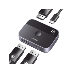 Conmutador DP 1.4 8K | Display Port Splitter 2 Entradas a 1 Salida | Bidireccional | 3D | HDR10+ | Dolby Atmos | 240Hz | 48Gbps 