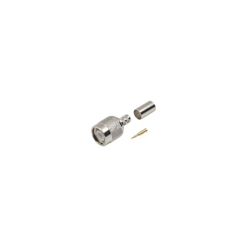 Conector TNC Macho de Anillo Plegable para Cables LMR-240, RG-8/X, 9258, Niquel/Oro/Delrin.