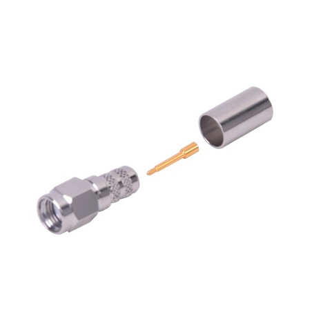 Conector SMA Macho de Anillo Plegable para Cables LMR-240, RG-8/X, 9258, Niquel/Oro/Teflón.