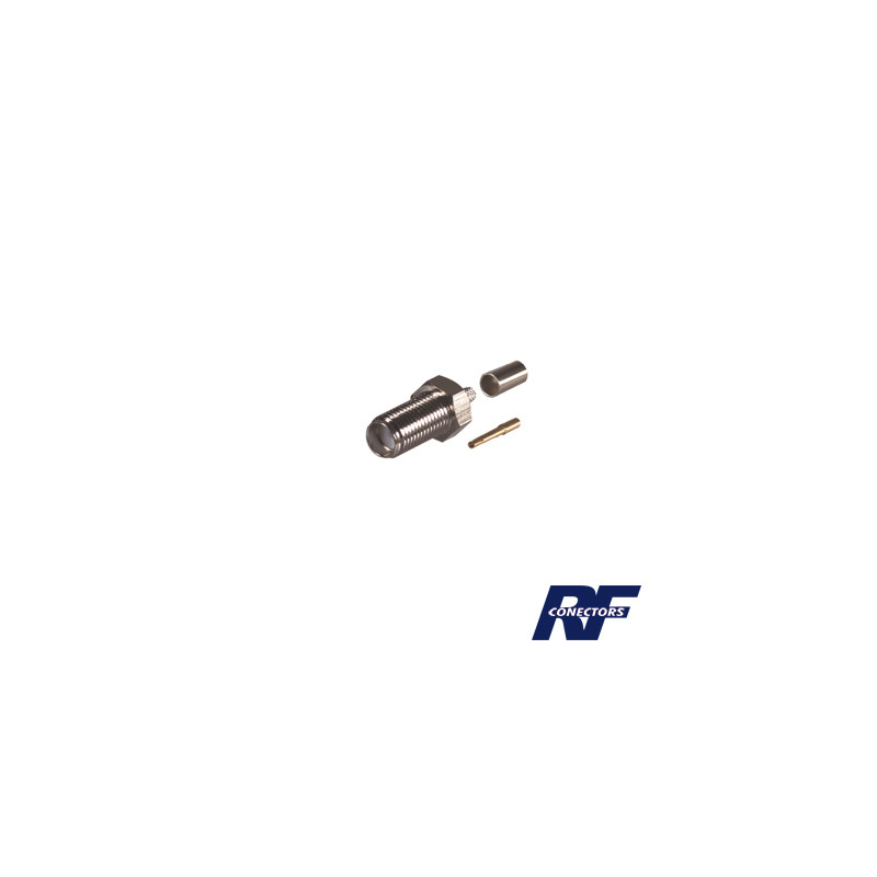 Conector SMA Hembra de Anillo Plegable para Cable RG-58/U, Niquel/ Oro / Teflón.