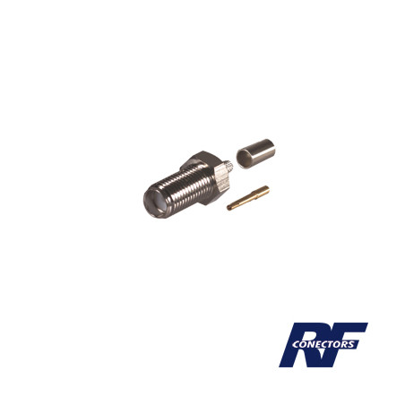 Conector SMA Hembra de Anillo Plegable para Cable RG-58/U, Niquel/ Oro / Teflón.