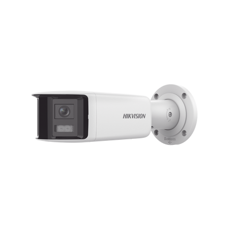 [FlexVu] [PROTECCIÓN ACTIVA] Bala IP Panorámica 4 Megapixel / 2 Lentes 2.8 mm (180°) / Imagen a Color 24/7 (ColorVu) / PoE / 