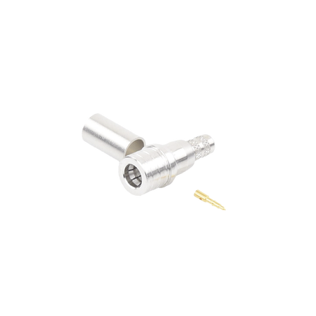 Conector QMA (Quick Mate) Macho, Anillo Plegable para RG-8/X, LMR-240, Bronce Blanco/Oro/Teflón.