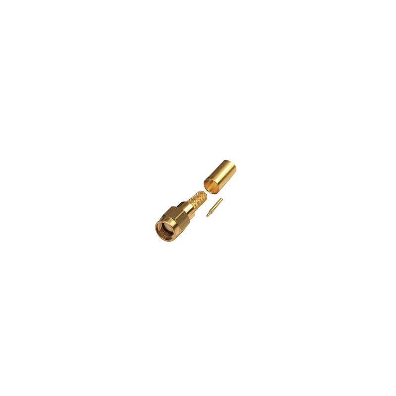 Conector SMA Macho de Anillo Plegable para Cables RG-142/U, LMR-195, Oro/Oro/Teflón.