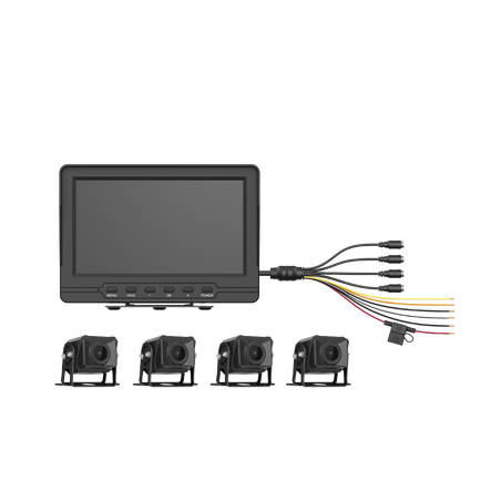 Sistema de Monitoreo Local / 4 Cámaras 1080p para Exterior (IP68) y Pantalla LCD de 7" a Color / Memoria Micro SD de 64 GB (Exp