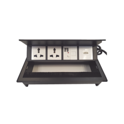 Caja Horizontal Tipo Hub para Escritorio Color Negro, con 1 Puerto HDMI Hembra-Hembra, 1 Puerto RJ45 Cat6, 2 Puertos USB (Solo C