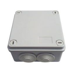 Caja Tipo Estanca IP55, con 6 Entradas, Tapa y Tornillo de Vuelta de 1/4, 100 x 100 x 50 mm (3.94 x 3.94 x 1.97 Pulgadas), Color