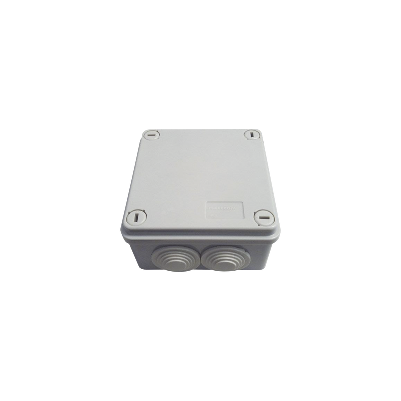 Caja Tipo Estanca IP55, con 6 Entradas, Tapa y Tornillo de Vuelta de 1/4, 100 x 100 x 50 mm (3.94 x 3.94 x 1.97 Pulgadas), Color