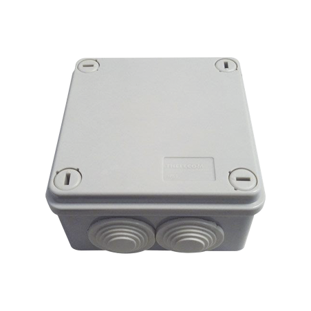 Caja Tipo Estanca IP55, con 6 Entradas, Tapa y Tornillo de Vuelta de 1/4, 100 x 100 x 50 mm (3.94 x 3.94 x 1.97 Pulgadas), Color