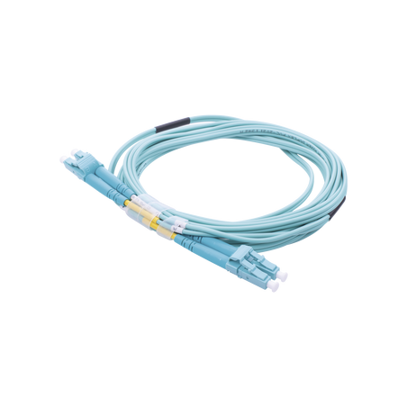 Jumper de Fibra Óptica Multimodo OM3 50/125 LC-LC OFNR (Riser), 2.0 mm, Dúplex, Aqua, 3 Metros (9.84 Pies)