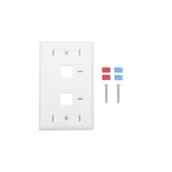 Placa de Pared de 2 Puertos, Keystone, con Espacio para Etiqueta, Color Blanco