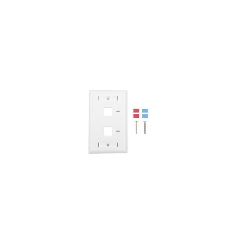 Placa de Pared de 2 Puertos, Keystone, con Espacio para Etiqueta, Color Blanco