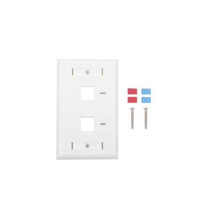 Placa de Pared de 2 Puertos, Keystone, con Espacio para Etiqueta, Color Blanco