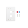 Placa de Pared de 2 Puertos, Keystone, con Espacio para Etiqueta, Color Blanco