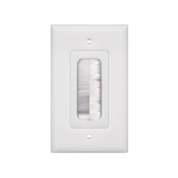 Placa de Pared Pasa Cable, Tipo Cepillo, de 1 Puerto, con Cerdas Antipolvo, Color Blanco