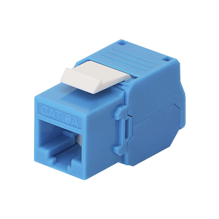 Módulo Jack Keystone Cat6A (Toolless), con Terminación en Ángulo 180 - Color Azul, Compatible con Faceplate y Patchpanel Link