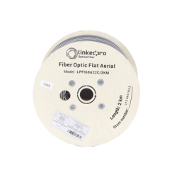 Carrete de 2 Kilómetros (6561.68 Pies) de Fibra Óptica Aérea Mini Figura 8 G.657A2 Tipo Drop Plana, Monomodo de 2 Hilos (Bifi