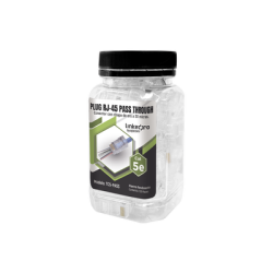 Bote con 100 Plugs Pass Through RJ45 Cat5e sin Blindaje, Chapado de Oro a 30 Micras para Durabilidad Extrema