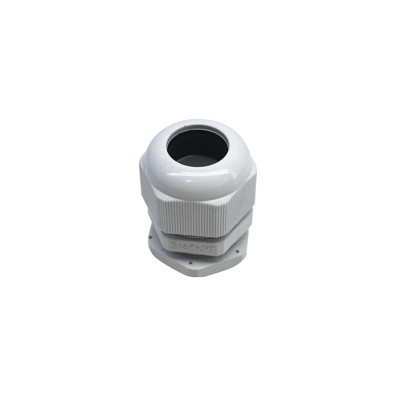Conector Plástico Blanco Tipo Glándula para Rosca NPT 3/4"