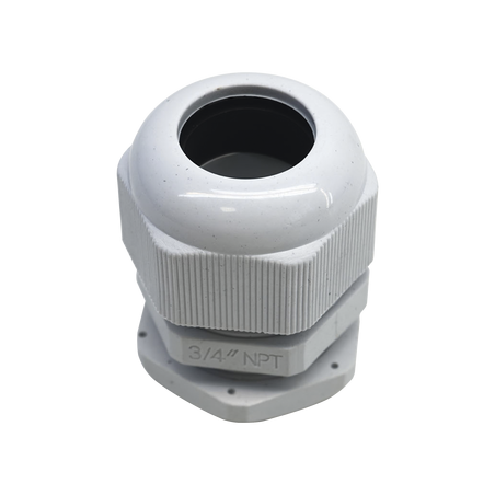Conector Plástico Blanco Tipo Glándula para Rosca NPT 3/4"