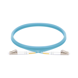 Jumper de Fibra Óptica Multimodo OM3 50/125 LC-LC OFNR (Riser), 2.0 mm, Dúplex, Aqua, 5 Metros (16.40 Pies)