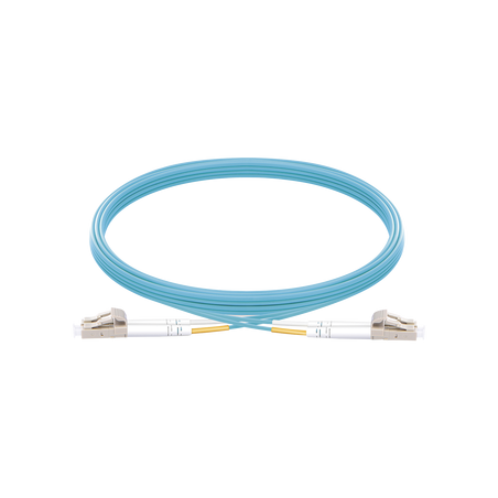 Jumper de Fibra Óptica Multimodo OM3 50/125 LC-LC OFNR (Riser), 2.0 mm, Dúplex, Aqua, 5 Metros (16.40 Pies)