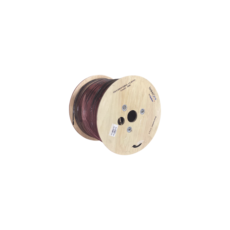 Carrete de 2 Kilómetros (6561.68 Pies) de Fibra Óptica Aérea Mini Figura 8 G.657A1 Tipo Drop, Monomodo de 1 Hilo (Unifibra), 