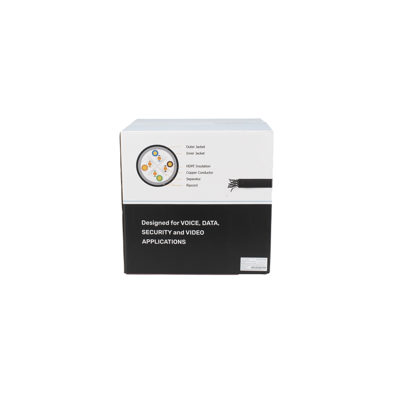 Bobina de Cable UTP 305 Metros (1000 Pies), Cat6 con Doble Forro, para Exterior, Climas Extremos, Color Negro