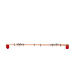 Barra Distribución Tierra Rack 19 in / Cobre 100% / 550A / Aisladores Rojos / 0.64 cm (0.25 in) / J-STD-607-A