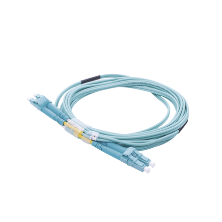 Jumper de Fibra Óptica Multimodo OM4 50/125 LC-LC OFNR (Riser), 2.0 mm, Dúplex, Aqua, 3 Metros (9.84 Pies)
