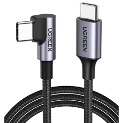 Cable USB-C a USB-C | 1 Metro (3.28 Pies) | Conector con Ángulo Recto de 90° | Carga Rápida de hasta 60W | 480 Mbps | PD3.0 |