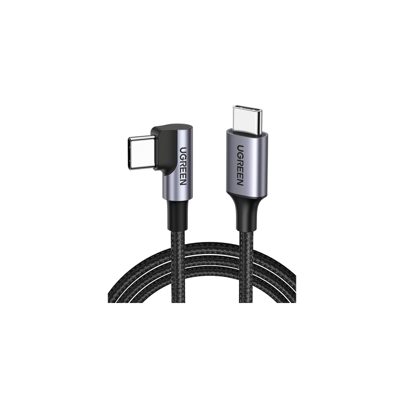 Cable USB-C a USB-C | 1 Metro (3.28 Pies) | Conector con Ángulo Recto de 90° | Carga Rápida de hasta 60W | 480 Mbps | PD3.0 |
