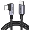 Cable USB-C a USB-C | 1 Metro (3.28 Pies) | Conector con Ángulo Recto de 90° | Carga Rápida de hasta 60W | 480 Mbps | PD3.0 |