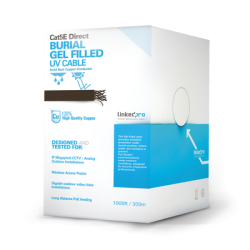 Bobina de Cable de 305 Metros (1000 Pies), Cat5E, con Gel, para Intemperie, Doble Forro Extrema Humedad, Bajo Tierra, UL, Color 