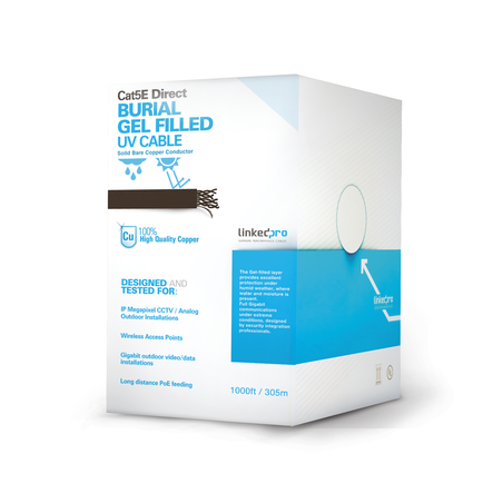 Bobina de Cable de 305 Metros (1000 Pies), Cat5E, con Gel, para Intemperie, Doble Forro Extrema Humedad, Bajo Tierra, UL, Color 