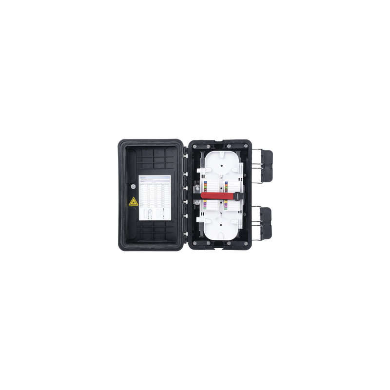 Caja de Distribución de Fibra Óptica, Hasta 96 Empalmes, Exterior IP65, Color Negro