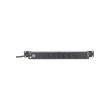 Multicontacto Horizontal (PDU) de 6 Contactos (NEMA 5-15R) Rack 19" 1UR. Voltaje Entrada/Salida: 120Vca/15A