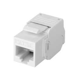 Módulo Jack Keystone Cat5e (Toolless), con Terminación en Ángulo 180 - Color Blanco, Compatible con Faceplate y Patchpanel Li