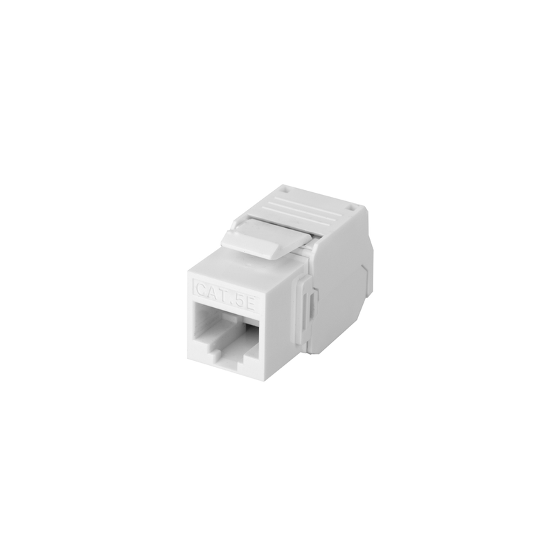 Módulo Jack Keystone Cat5e (Toolless), con Terminación en Ángulo 180 - Color Blanco, Compatible con Faceplate y Patchpanel Li
