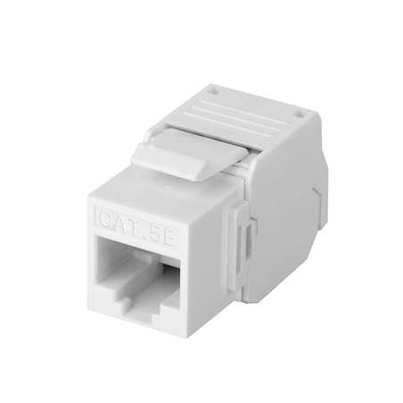 Módulo Jack Keystone Cat5e (Toolless), con Terminación en Ángulo 180 - Color Blanco, Compatible con Faceplate y Patchpanel Li