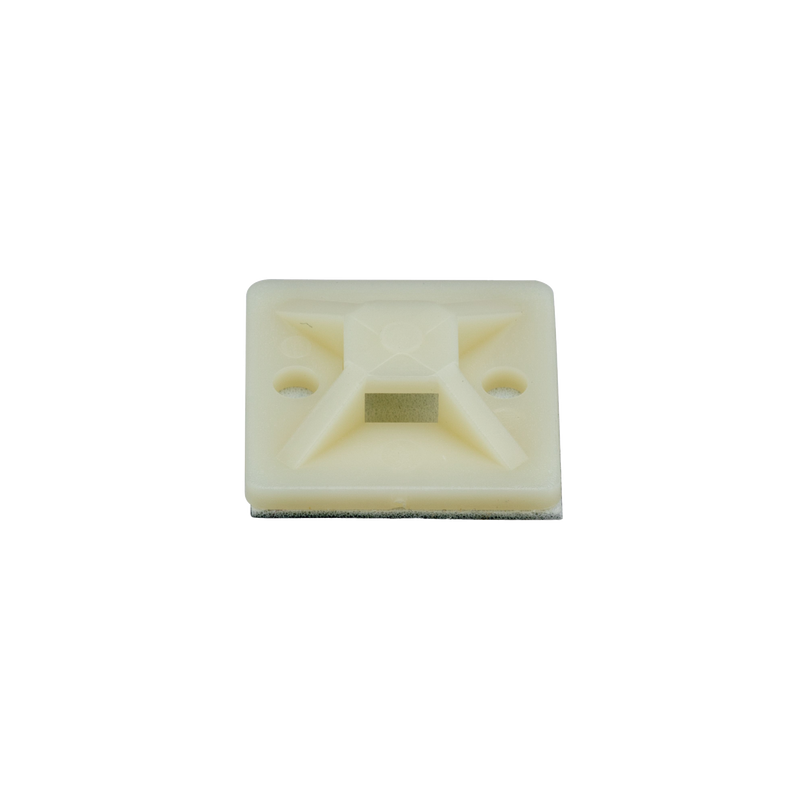 Montaje-Sujetador Adhesivo STRONGHOLD de 4 Vías de 1" x 1" x 1/4", Color Natural, Nylon 6.6 Retardante de Llamas V-2, Paquete d