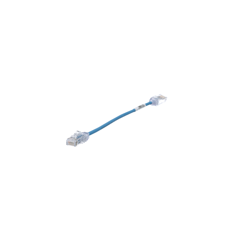 Cable de Parcheo TX6, UTP Cat6, Diámetro Reducido (28AWG), Color Azul, 20.2 cm (8 Pulgadas)